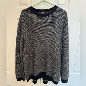 A.P.C. 100% Wool sweater size XL black and white